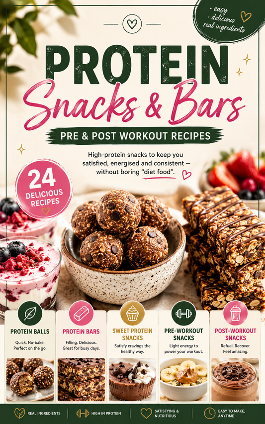 Protein Snacks & Bars- Pre & Post Workout (24 Recipes)